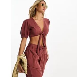 ASOS Women's Wide Leg Pants in Rust